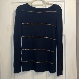 Michael Kors gold chain navy sweater